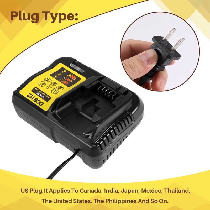 New-Dcb112 Li-แบตเตอรี่เครื่องชาร์จสําหรับDewalt 10.8V 12V 14.4V 18V Dcb101 Dcb200 Dcb140 Dcb105 Dcb200 สีดํา