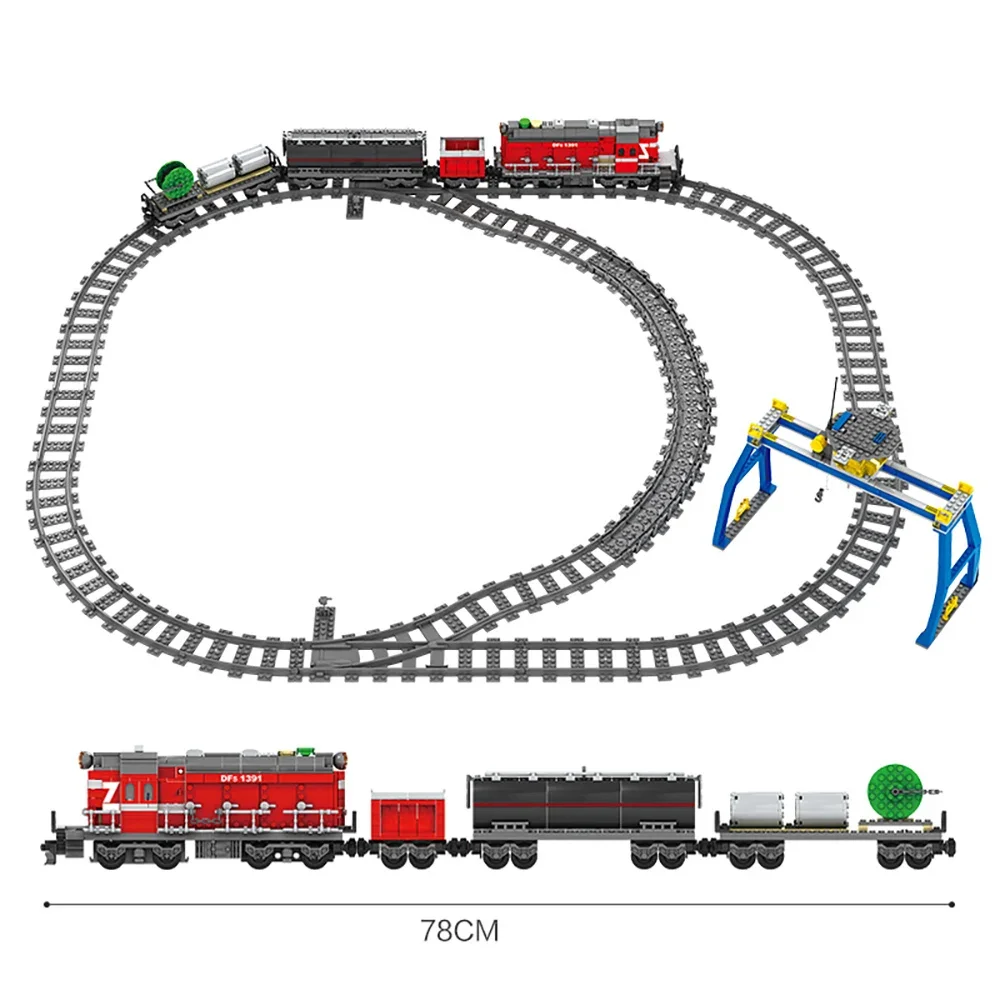 DOU BUILTBuilding Block City Train Track Model Elektrisch treinspeelgoed - Ideaal voor kindermontage voor stedelijke treinbobbyisten