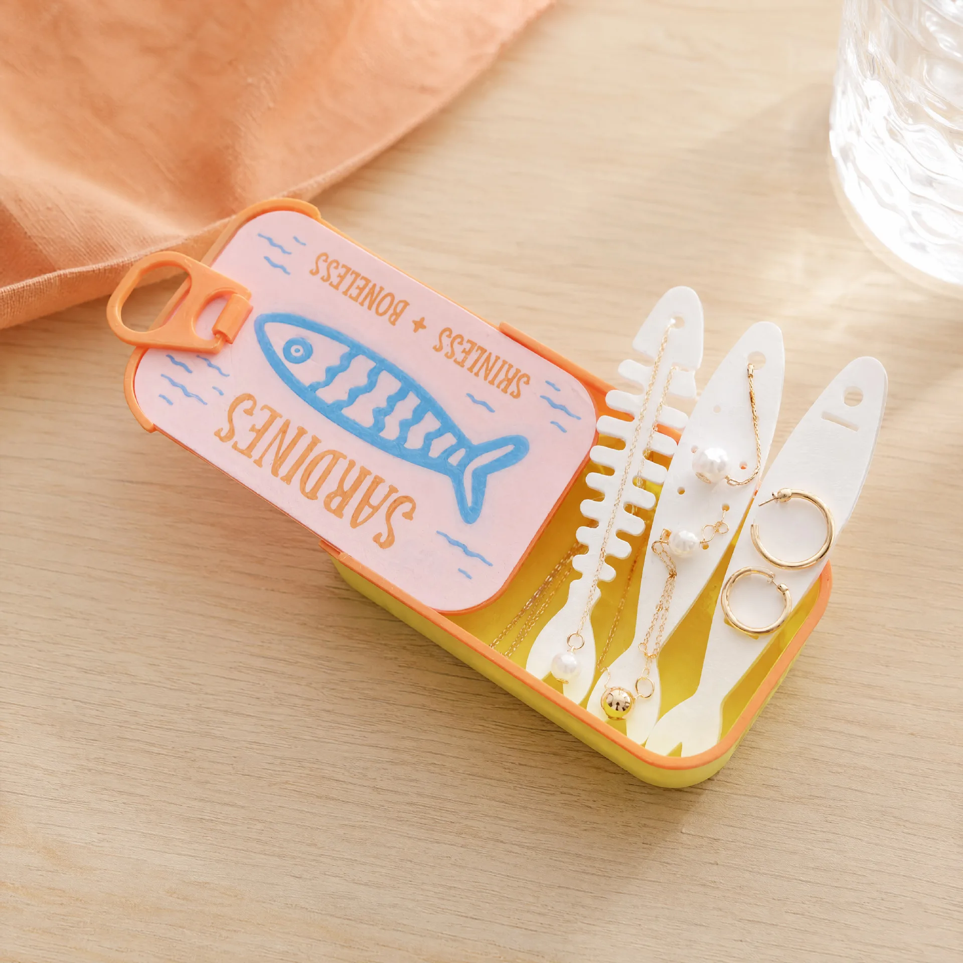 Mini Sardine Can Storage Box Cute Desktop Jewelry Organizer for Earrings Necklaces Rings Small Accessories Travel Gift