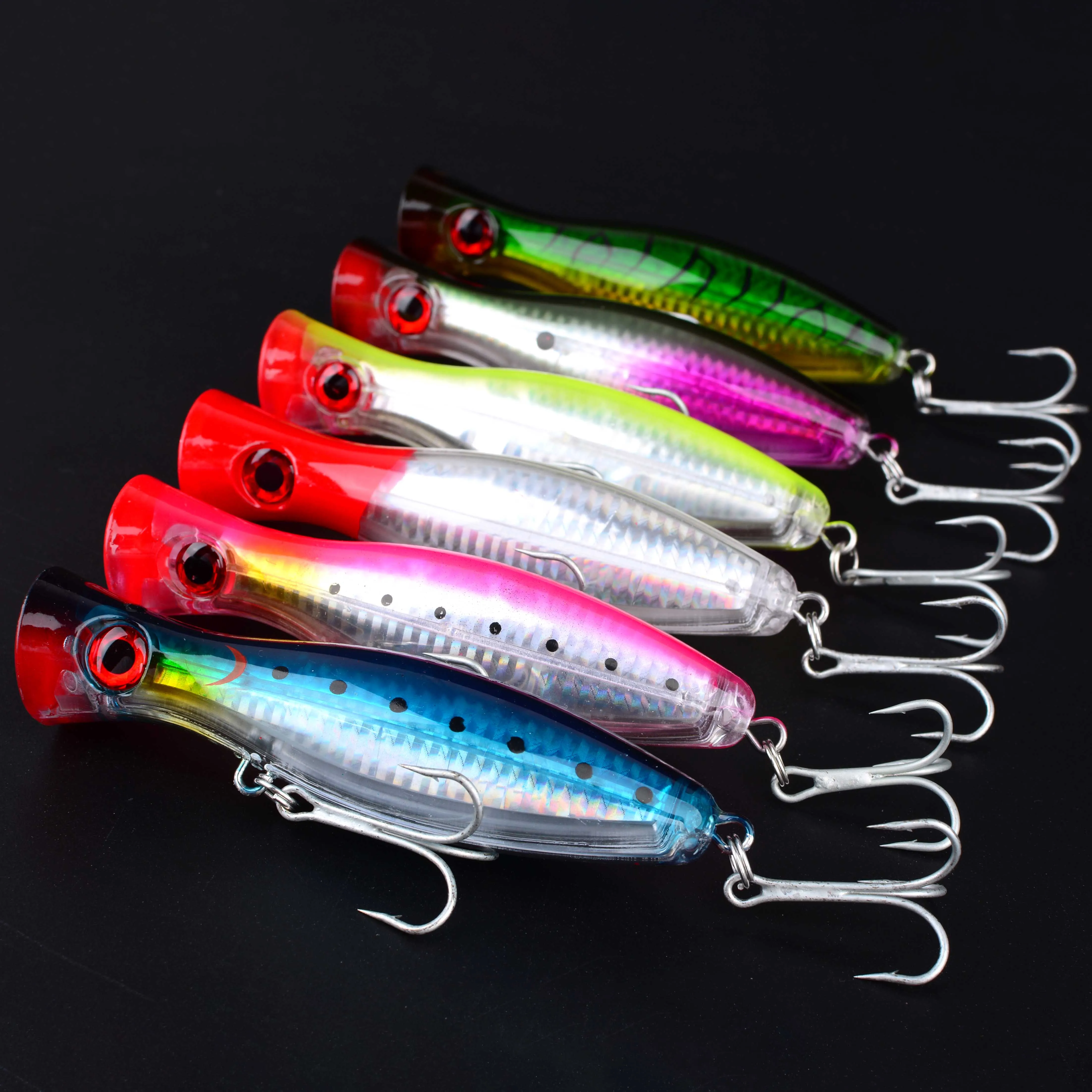 6 قطعة كبيرة بوبر الصيد إغراء الطعم Pesca ثلاثة أضعاف السنانير كرنك الطعم عيون ثلاثية الأبعاد الاصطناعي الطعم الثابت الكارب بايك صيد السمك