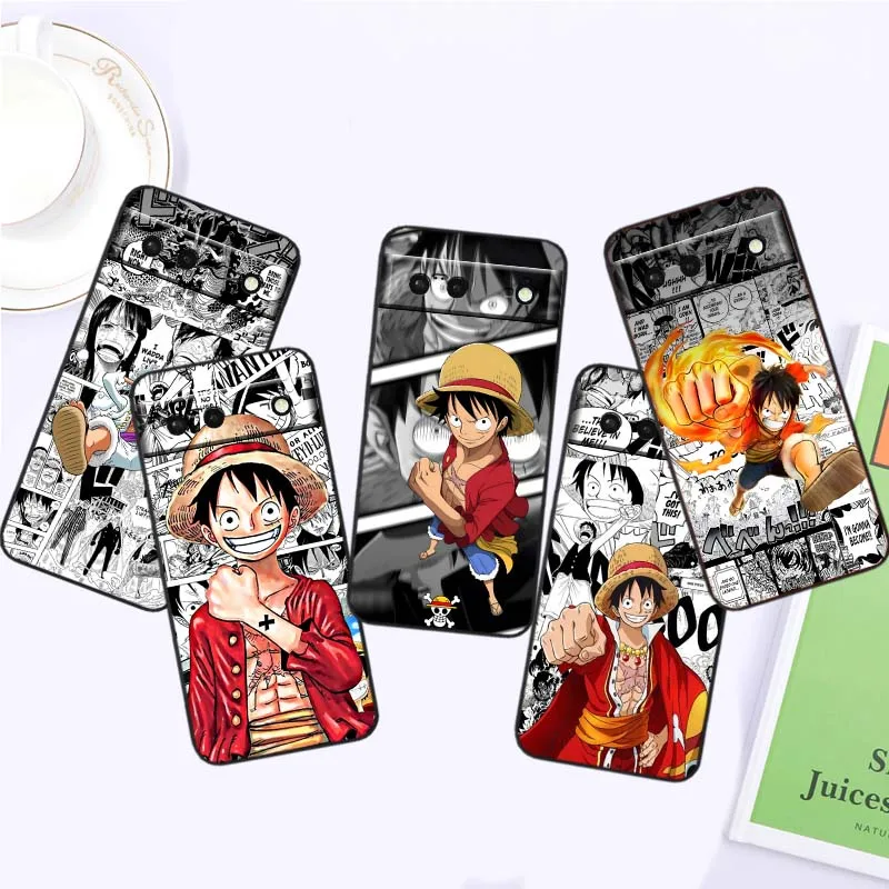 Funda de silicona TPU suave negra con diseño de One Piece Luffy para Google Pixel 10 9a 9 8A 8 7 7A 6 6A Pro XL 2024 5G