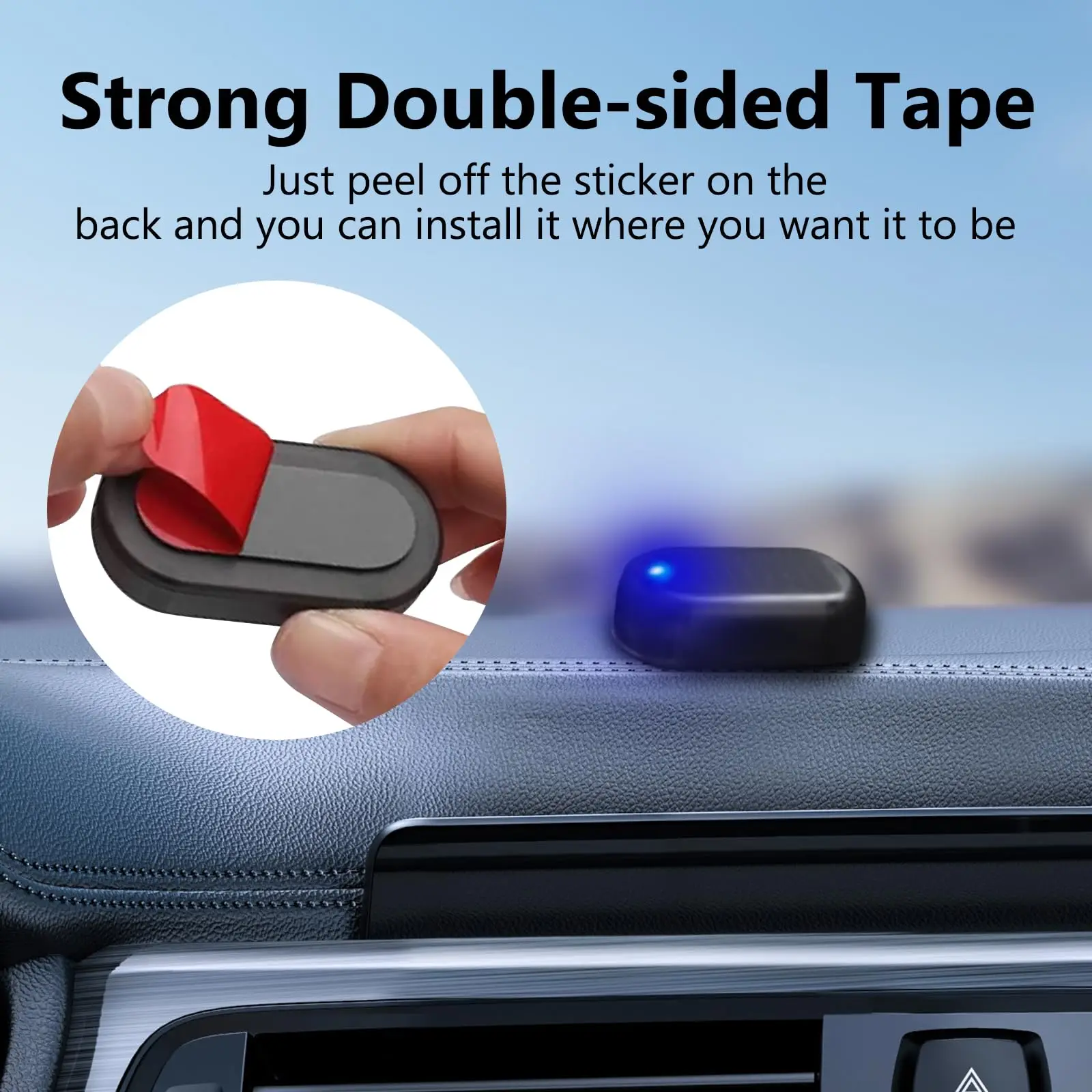 car solar analog false alarm, anti-theft false car alarm LED flashing safety light, with USB charger port, suitable for cars