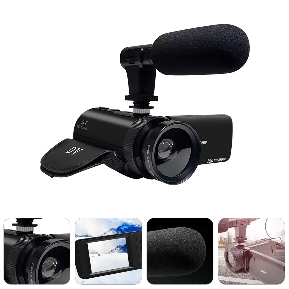 1Set Digital Video Camera Hd Camcorder Wide Angle Lens Multi Function Portable Recording Noise Reduction Digital Camera