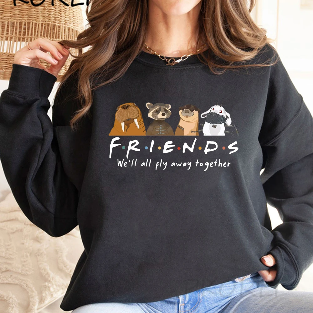 Rocket and Friends Sweatshirt We'll Fly Away Together Hoodie GotG3 Inspired Pullover Tops Lylla Rocket Floor Teefs Sweatshirts