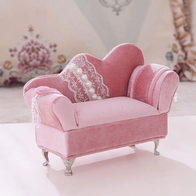 

JOYBJD Pearl Lace Pink Flannelette Art European Style Korean High-end Furniture Sofa Jewelry Box Storage