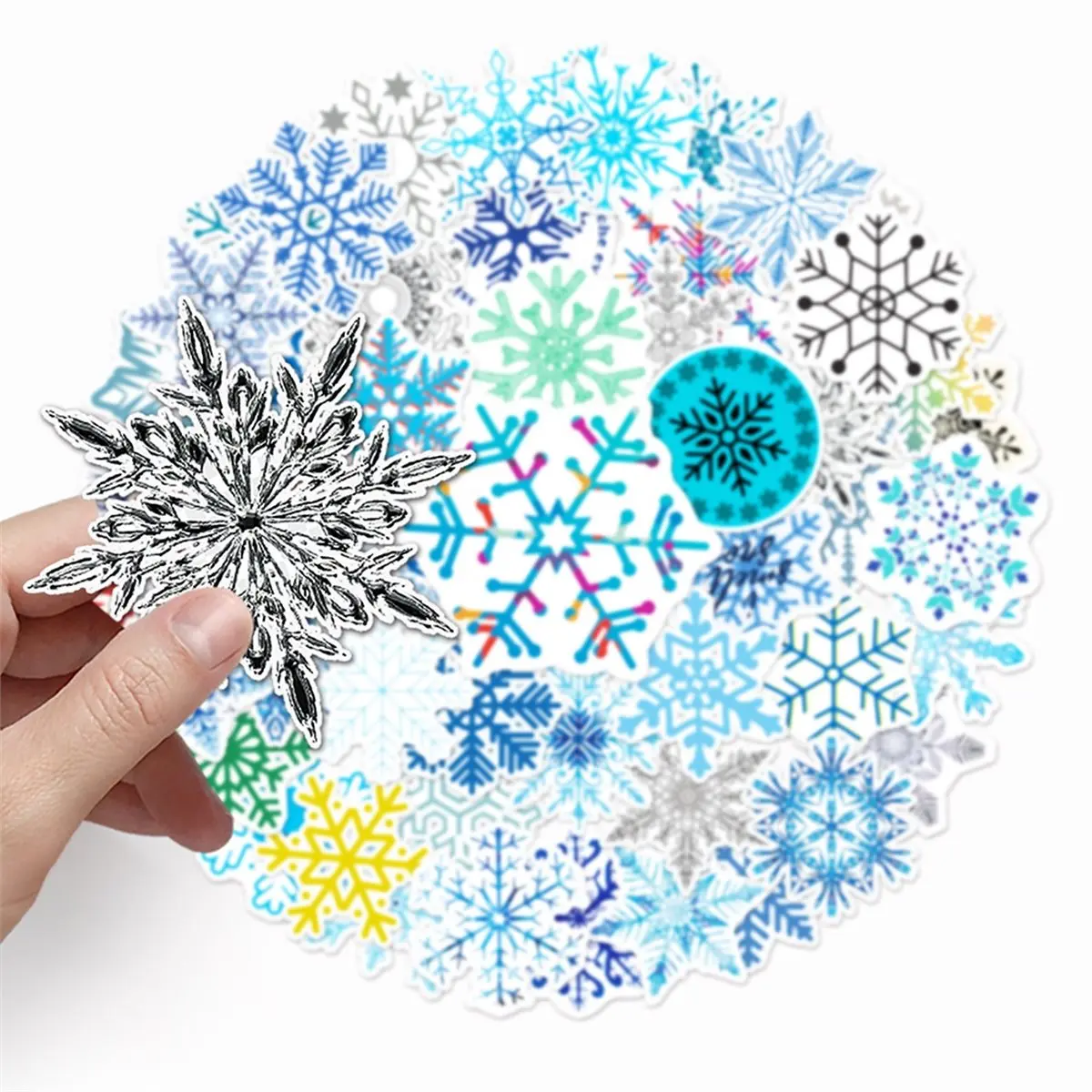 2026 New 200 Pcs Snowflake Stickers Waterproof Vinyl Winter Decorations for Crafts and Gifts