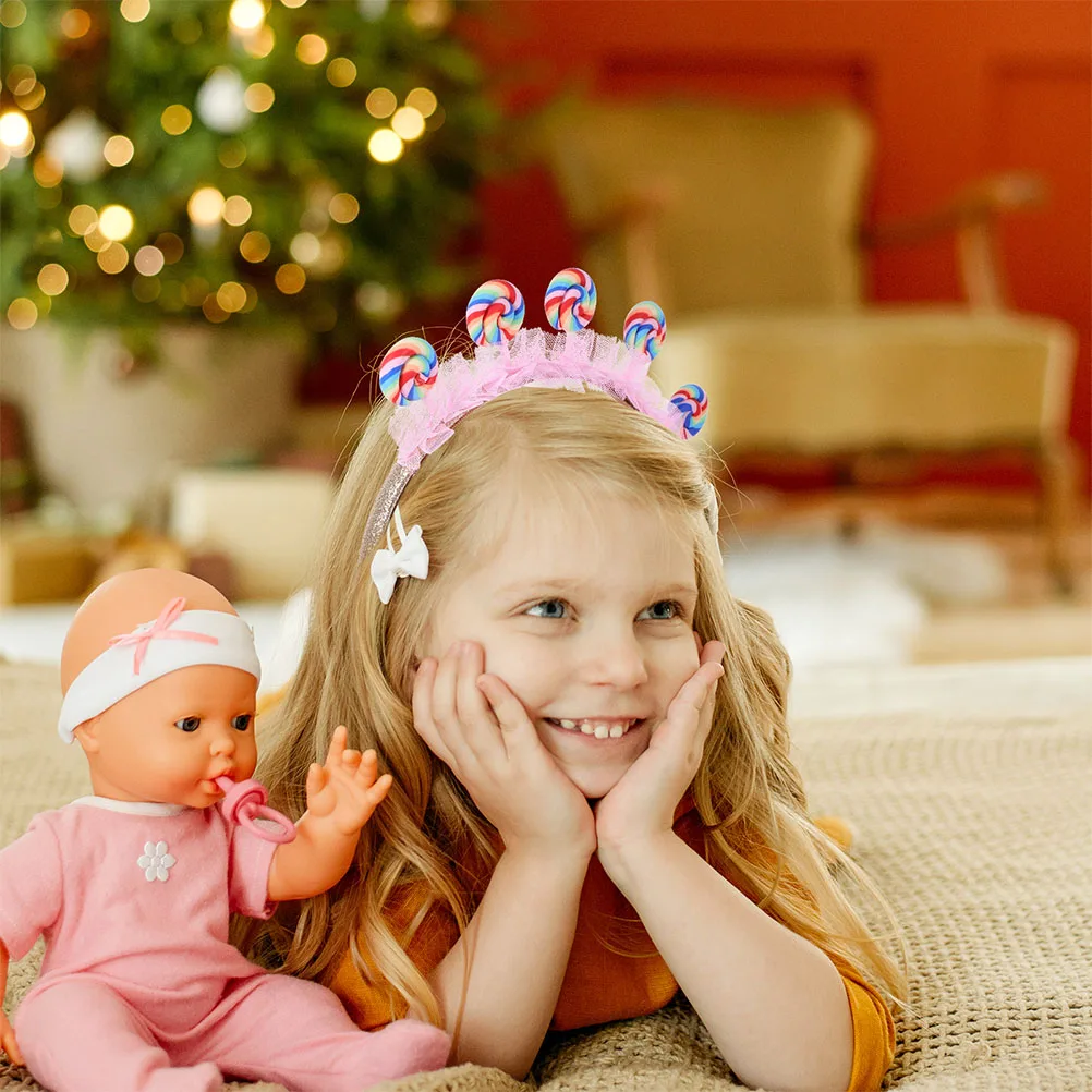 

2 Pcs Headband Candy Hairband for Girls Headgear Birthday Party Lollipop Plastic Cute Accessories