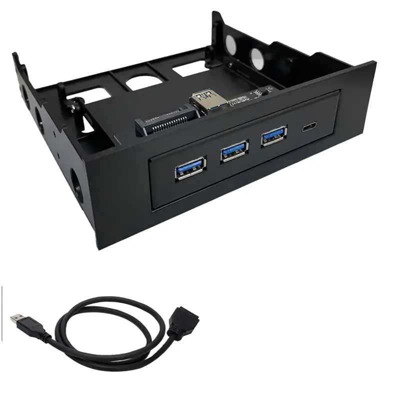 Stylish-4 Ports Front Panel Hub 6Gbps Internal Metal USB Hub With USB-Cand3 USB 3.0 Ports Computer Optical Drive Front Panel