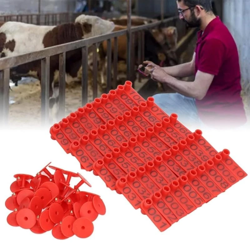 100lots Livestock Earcon Marker Numbered Cow Sheep Rabbit Identification Tool for Cattle Sheep Pigs and Poultry Use