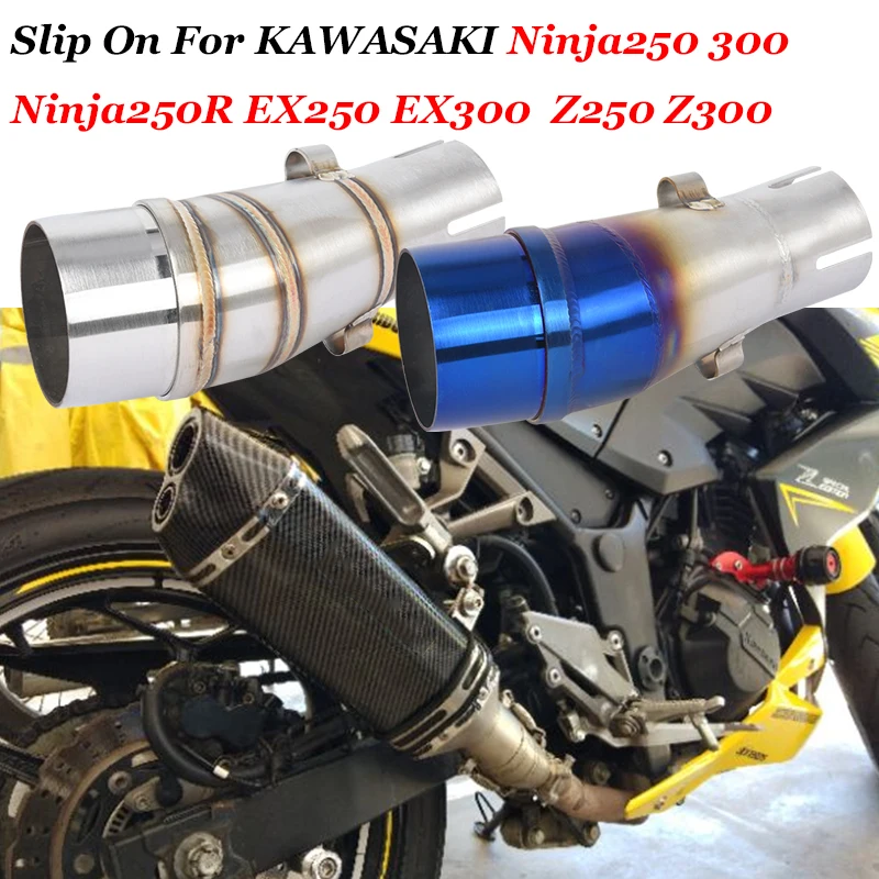 Slip On For Kawasaki Ninja 250 Ninja EX 300 Ninja250 Z250 Z300 2008 - 2017 Years Motorcycle Exhaust Escape 51mm Middle Link Pipe