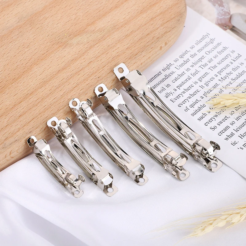 10Pcs Spring Hair Clips Base Blank Automatic Barrette Handmade Bow Hairpin DIY Jewelry Making Accessories