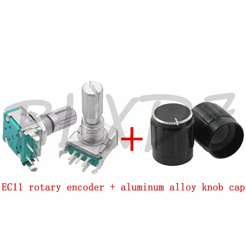 10set EC11 horizontal rotary encoder Plum blossom shaft With switch 15/20mm 5PIN 20bit pulse digital potentiometer With knob cap