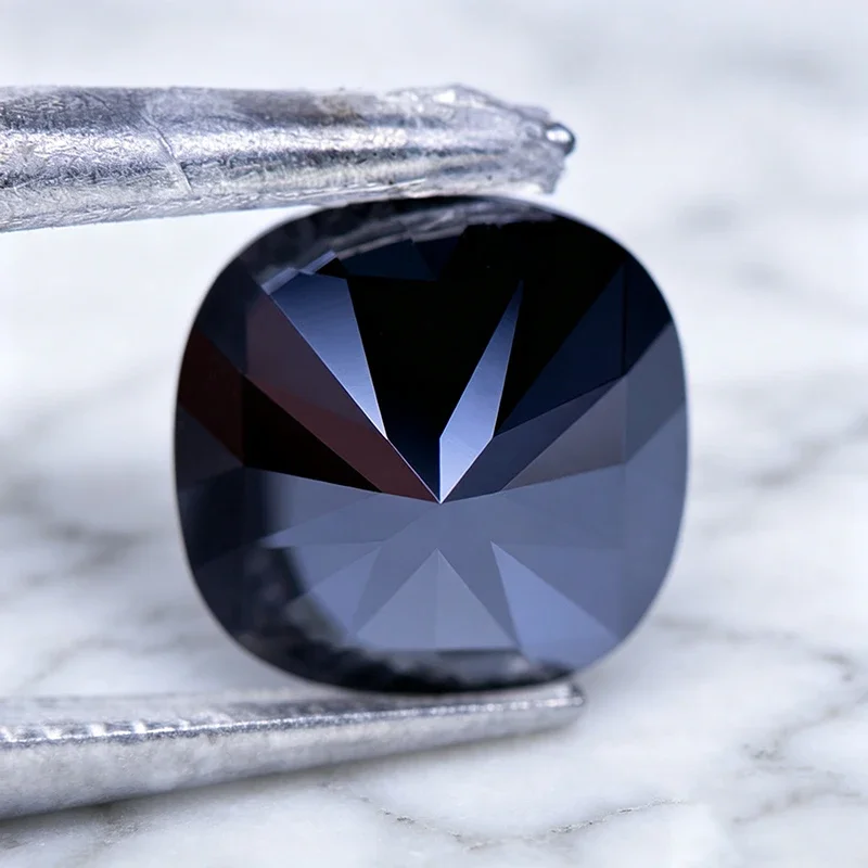 Moissanit-Stein, schwarze Farbe, Kissenfassung, synthetischer Edelstein für DIY-Ringe, Halsketten, Ohrringe, Hauptmaterialien mit Zertifikat – Detail 6