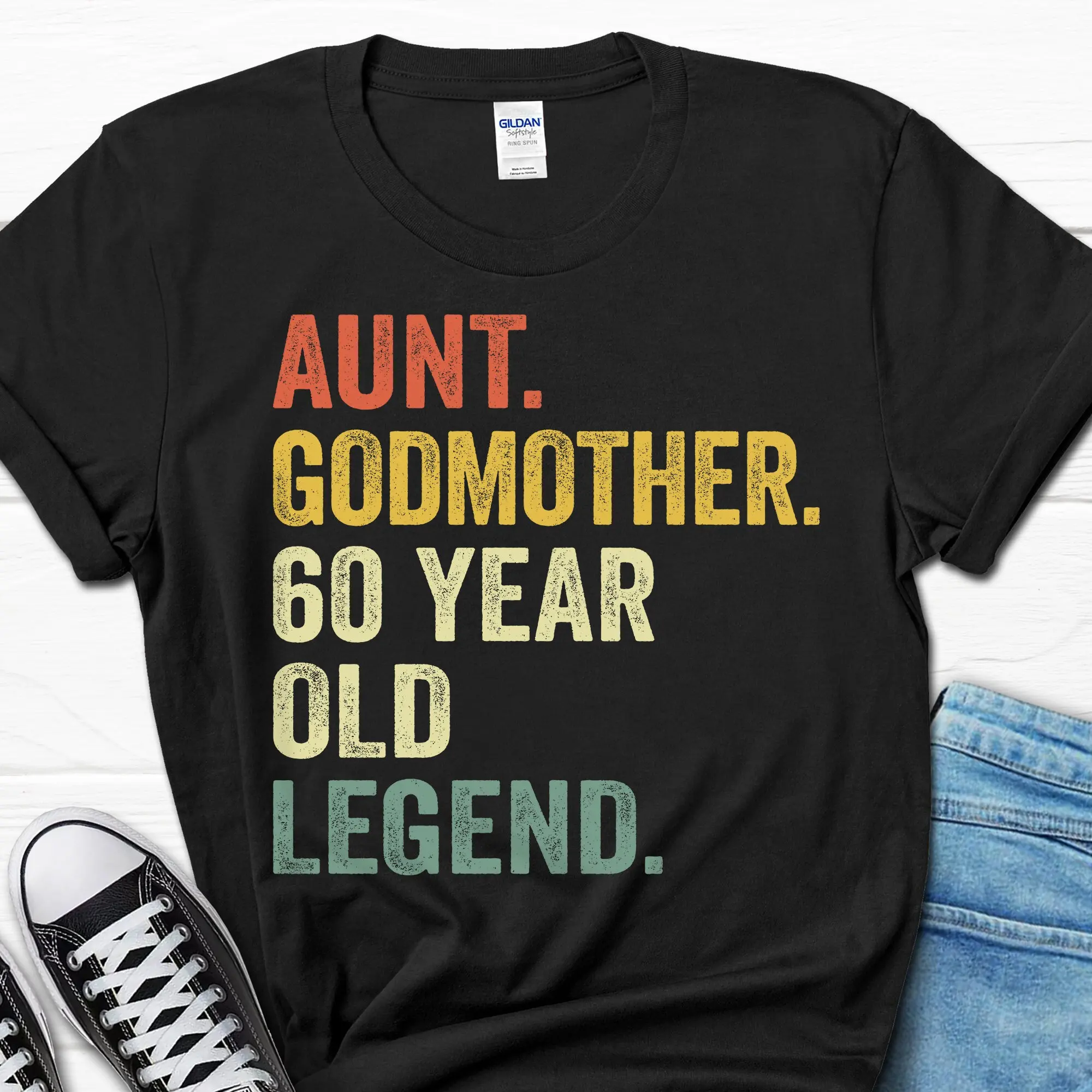 Aunt Godmother 60 Year Old Legend Women's T Shirt Born In 1964 s For Women 60th Birthday Party Auntie Turning Her