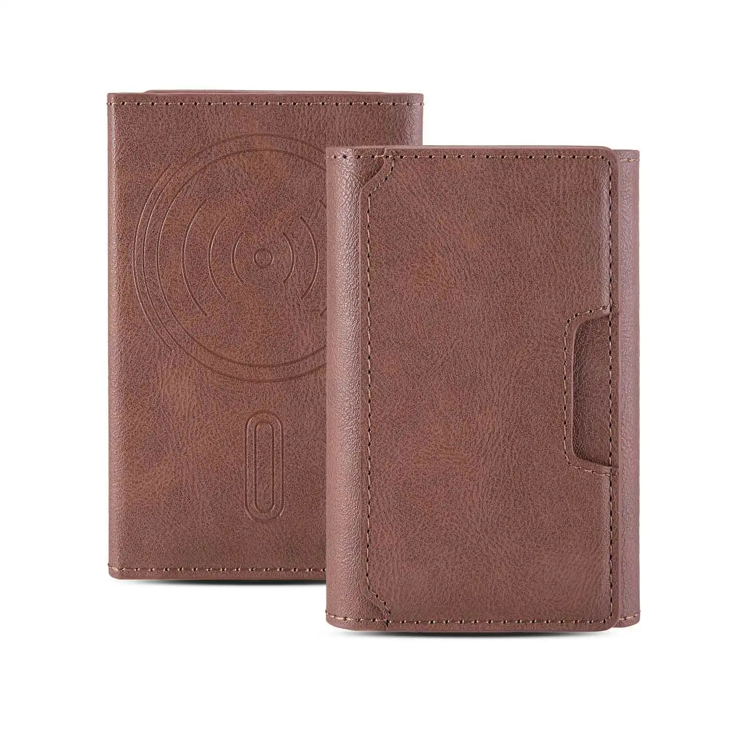 Magnetic Three Fold Card Bag Leather Vertical Credit ID Mobile Phone Back Pocket Wallet Case Phone Stand Shockproof Cover