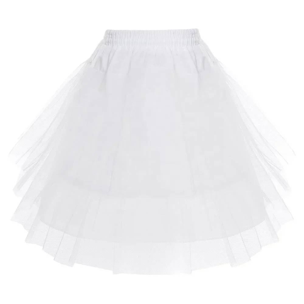 

Kids 3 Layers Petticoat White Underskirt Netting Crinoline Slip For Flower Girls Wedding Dress