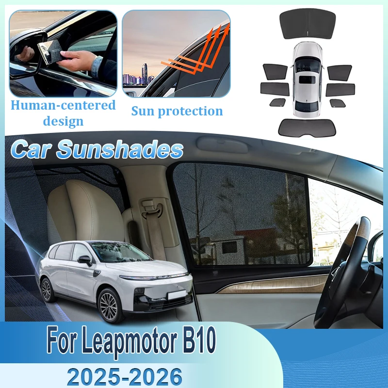 

Magnetic Sunshades For Leapmotor B10 2025 2026 Anti-UV Car Mesh Sun Shade Tools Privacy Blocks Tool Shading Cover Accessories