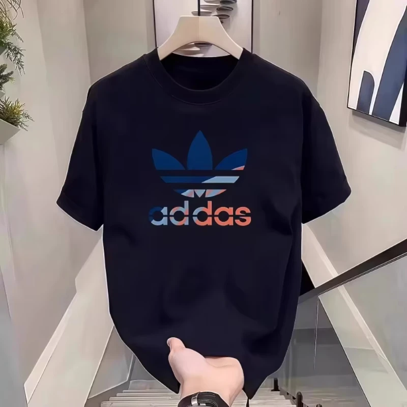 2026 Summer and autumn simple and trendy machine-printed T-shirt loose and casual short-sleeved men's and women's sportswear top