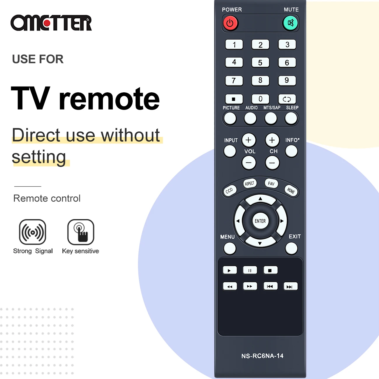 NS-RC6NA-14 misura per telecomando TV Insignia NS-24E40SNA14 NS-32D20SNA14 muslimexayp 24 "LED