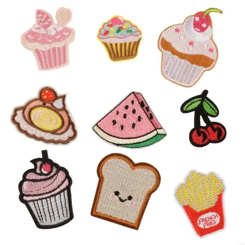 

9PCS Dessert Fruit Embroidery Patches Fabric Applique For Garment Decoration