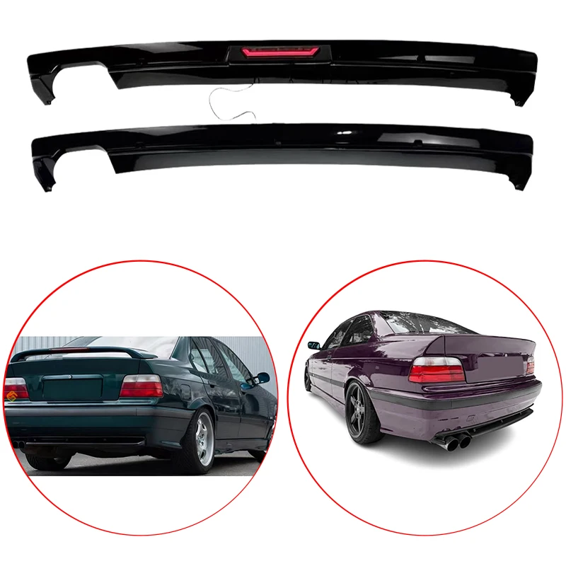 

For BMW 3 Series E36 1990-2002 M3 / M Sport Replacement Style LED Light Rear Splitter Bumper Spoiler Lip Diffuser Glossy Black