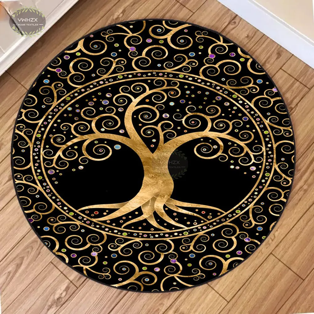 Tree of Life Rug Round Large Carpet for Living Room Bedroom Foot Rugs Baby Crawl Non-slip Floor Mat Aesthetics Home Decoration