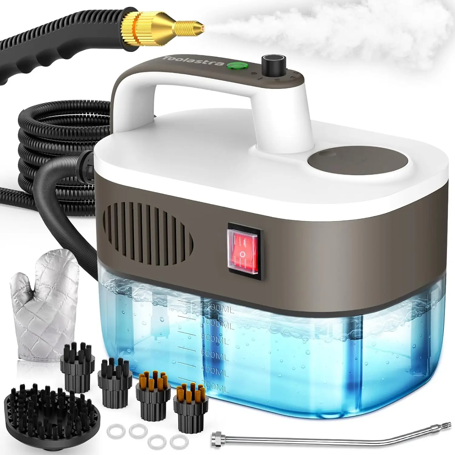 

Steam Cleaner, 10s Rapid Heating, 1.2L Tank, Portable Handheld Steamer for Home, Car, Grout, Tile - Chemical-Free