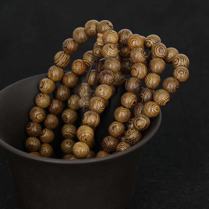 Chicken Wing Wood 108 Bead Bracelet with Top Bead and Disciple Bead in Gourd Style, Supplied by Manufacturer for Physical Stores