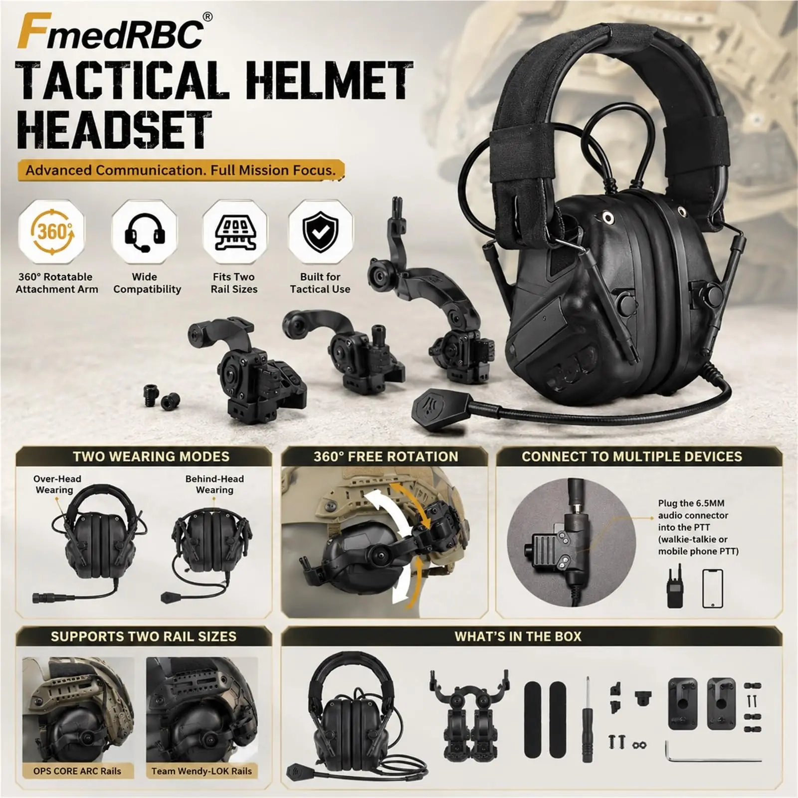 Full Tactical Airsoft Helmet Set with Communication Headset Goggles Rail-Mounted Light for Paintball CS Cosplay Outdoor Sports