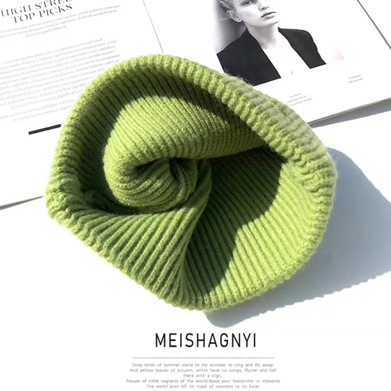 2023 New Fashion Fabbit Fur Beanies Soft Warm Fluffy Winter for Women Angora Knitted Hat Skullies LANMREM Korean Female Bonnet