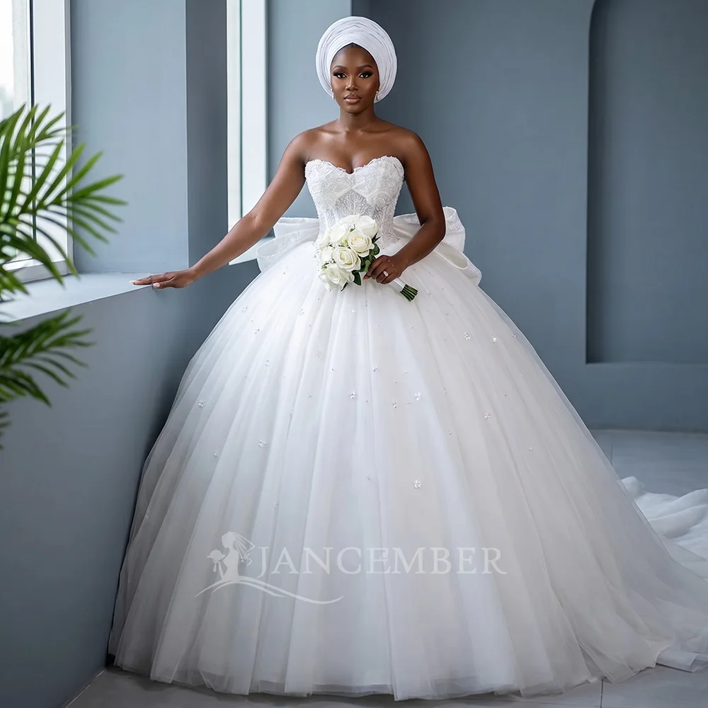 

Womens Strapless Organza Wedding Bridal Dresses for Bride Ball Gown Open Back Customized Formal Ball Gown فساتين حفلا