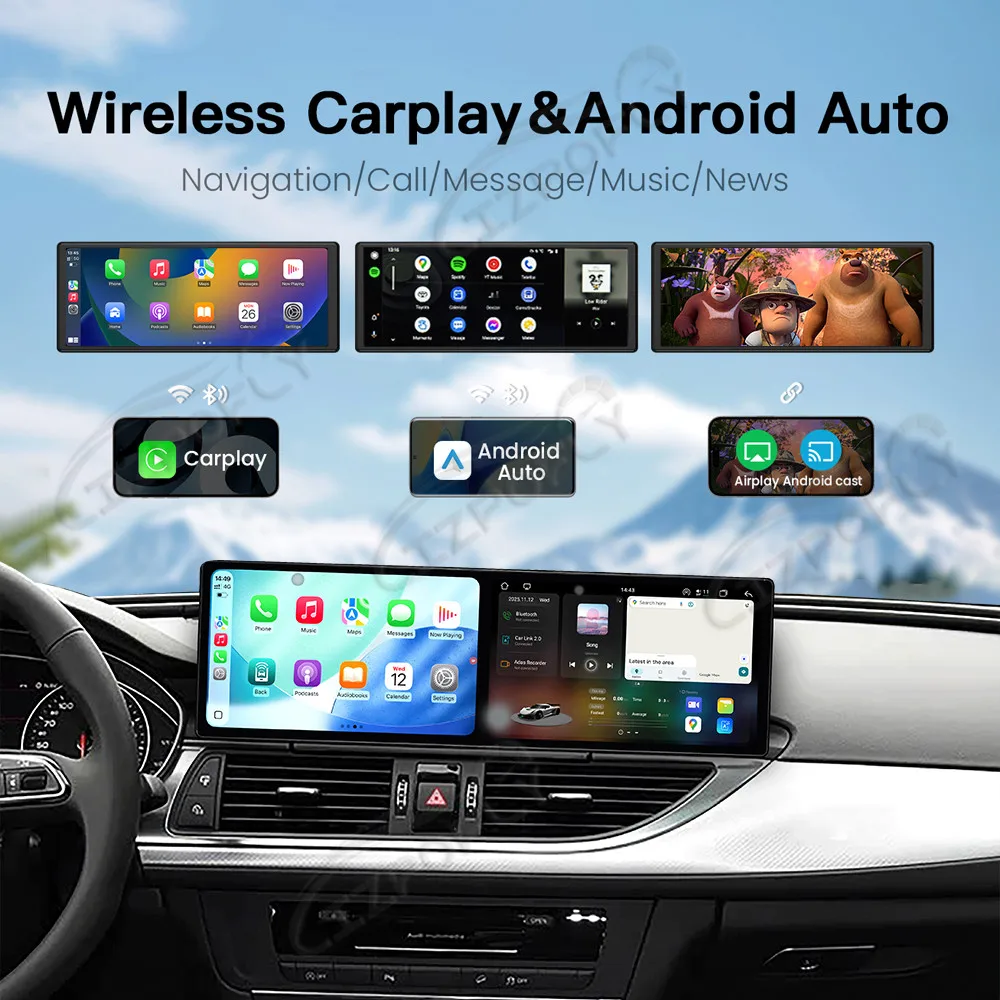 Dual 9.1'' Android 15 CarPlay Car Radio For Audi A6 A7 2016-2018 Touch Screen Multimedia Player GPS Navigation 4G WIFI
