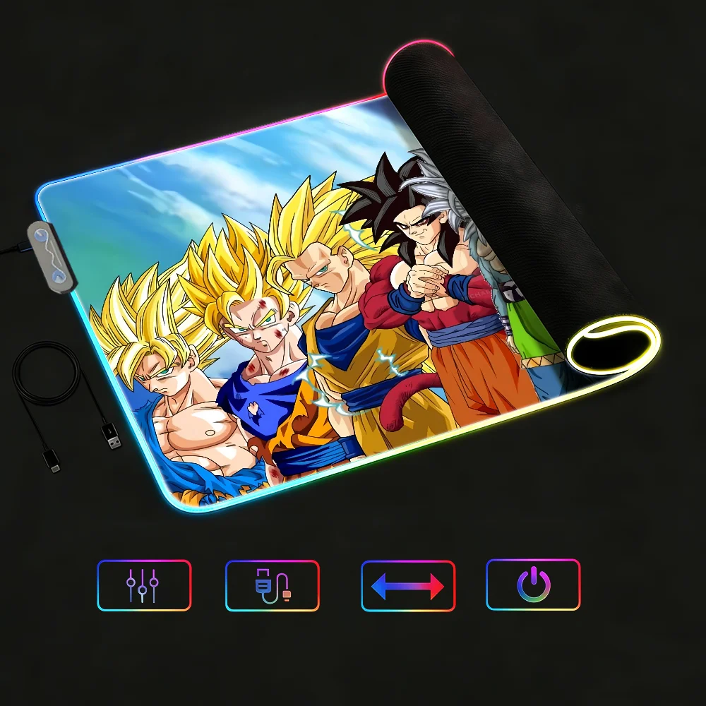 Anime D-DRAGON B-BALL Mouse Pad RGB LED Non-slip Desk Mat Rubber Gaming Accessories Large XXL Computer Office Keyboard Carpet