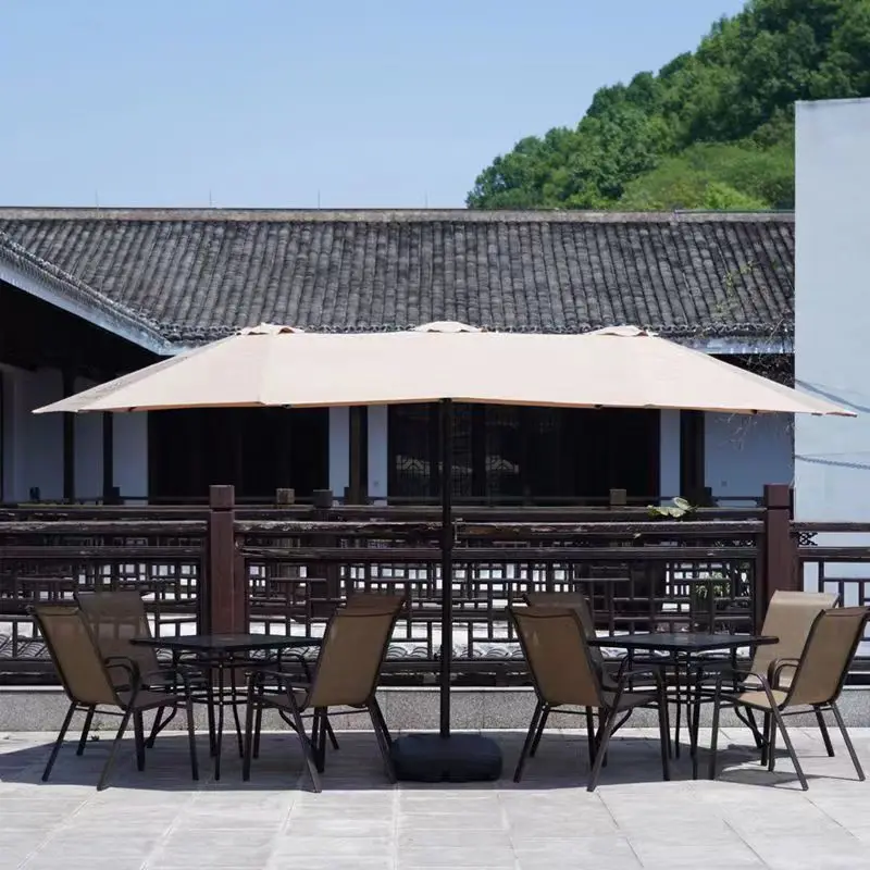 

Outdoor commercial large sun umbrella Outdoor cafe Terrace umbrella Internet celebrity stall umbrella Three-headed central colum