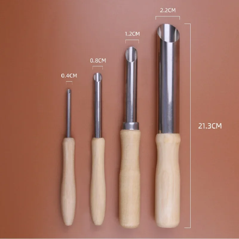 4pcs Clay Pottery Punch Hole Ceramic Tool DIY Molding Engrave Cutter Shape Carve Sculpture Modelling Cut Wax Model Sludge Sculpt