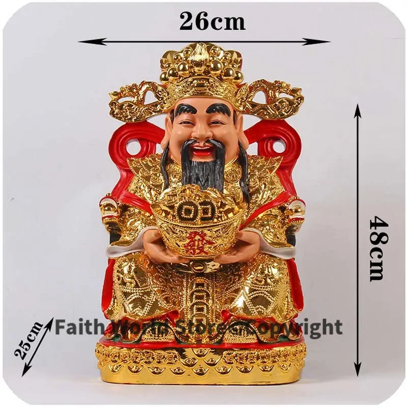 48cm large Southeast Asia HOME Company shop Bring fortune Money GOOD LUCK CAI SHEN YE buddha God of wealth Spiritual protection