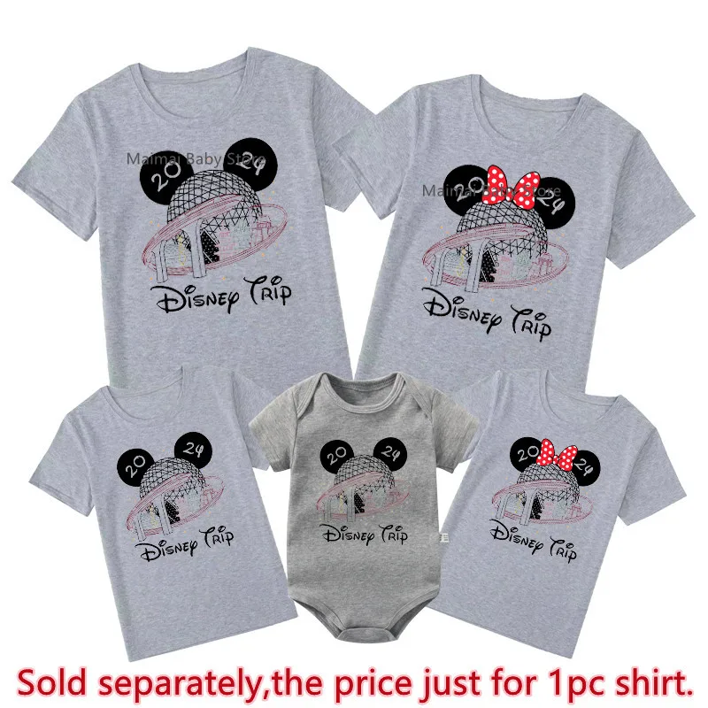 Epcot Disney Trip 2024 Family Matching Shirts Funny Mickey Minnie Tshirt Look Dad Mom Kids Tee First Disneyland Vacation Outfits