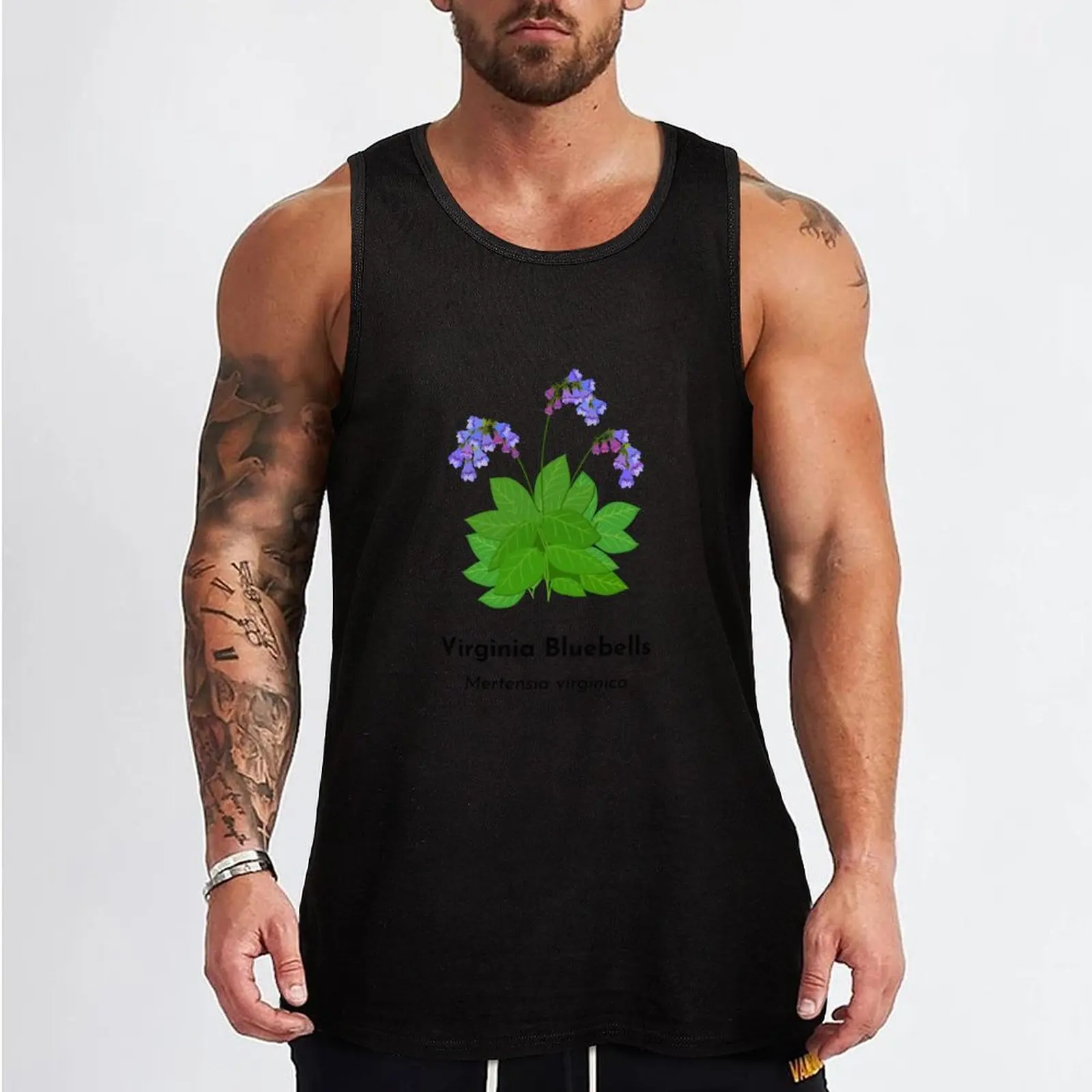 Virginia Bluebells (Mertensia virginica) Tank Top T-shirt male Man sleeveless shirt T-shirt sports