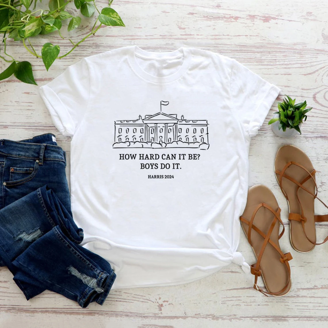 How Hard Can It Be Boys Do It Harris 2024 T-Shirts Madam President Kamala Harris 2024 Tshirt Vote for Women Vintage Graphic Tee