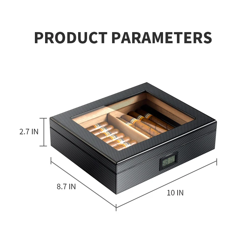 for VANACE 2023 Customized 3D Printing Gift Set Box Handmade Wooden Glass Top Cigar Humidor for Re-humidification