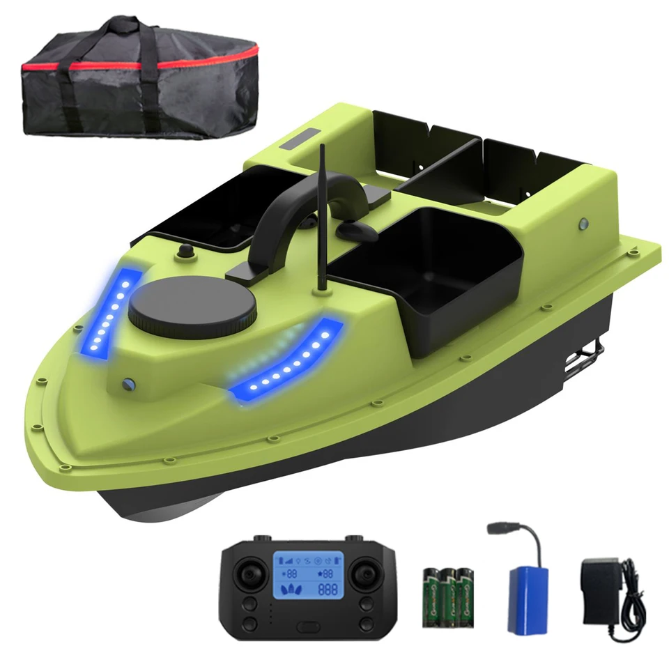 Barco De Cebo RC Con Monitor De 4,3″ Y Alcance De 500 M – Capacidad De 8 Kg, Retorno Automático Y 4 Contenedores De Cebo