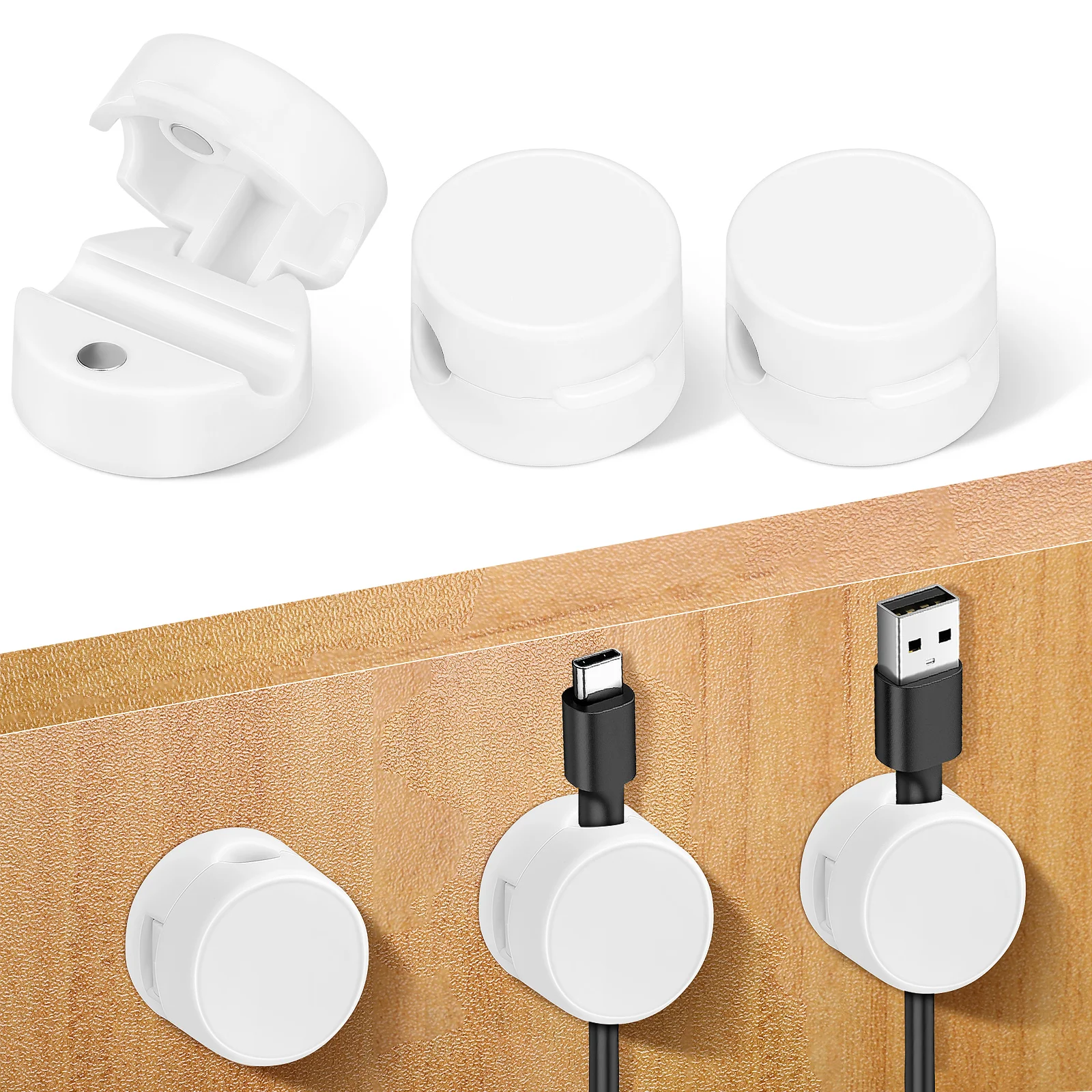 

6 Pcs Cable Holder Magnetic Wire Clips for Desk Office Home Car USB Charging Earphone Organizer Adhesive Cord Management Secure