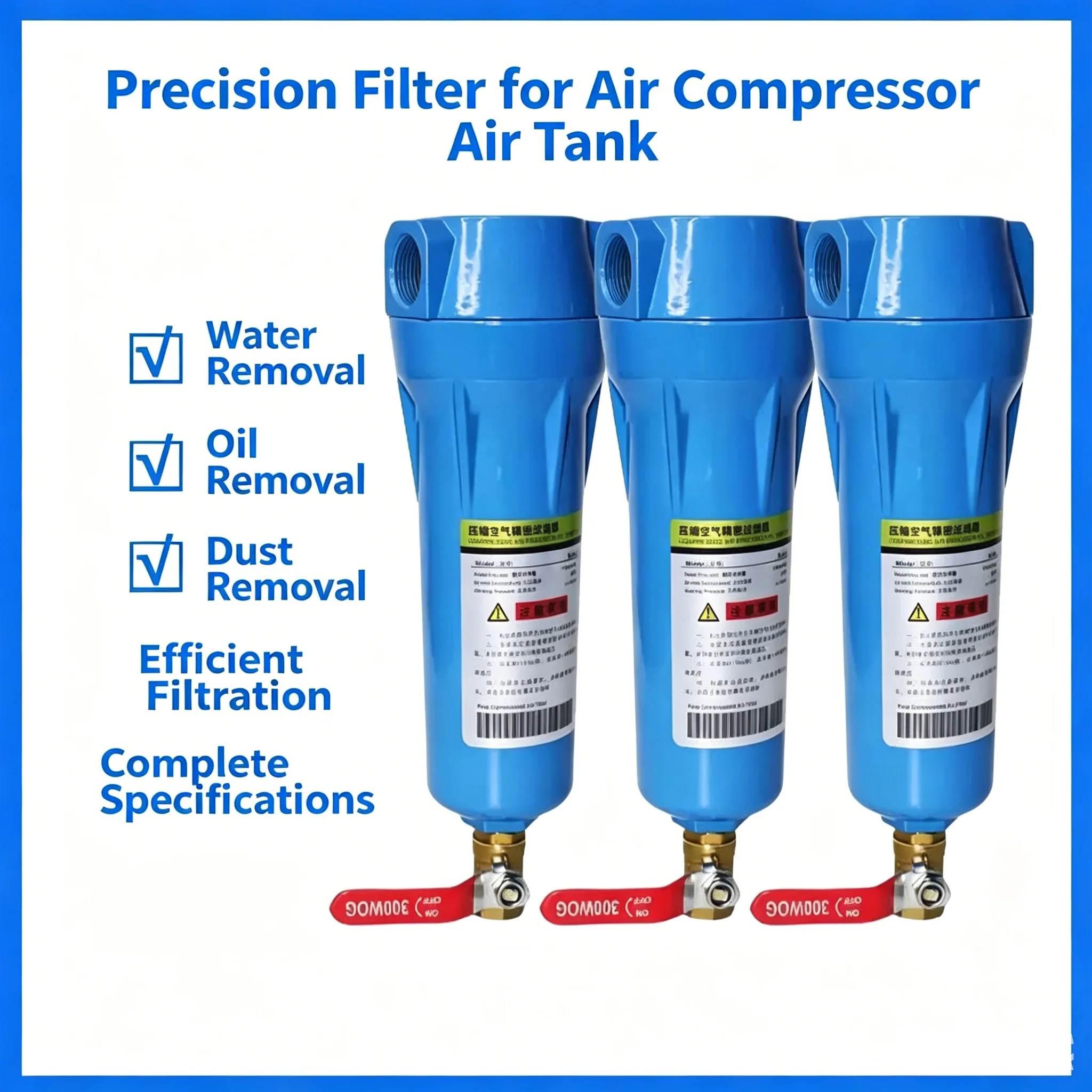Automatic Drainer Triple Air Source Drying Accessories QPS Air Compressor Precision Filter Compressed Air