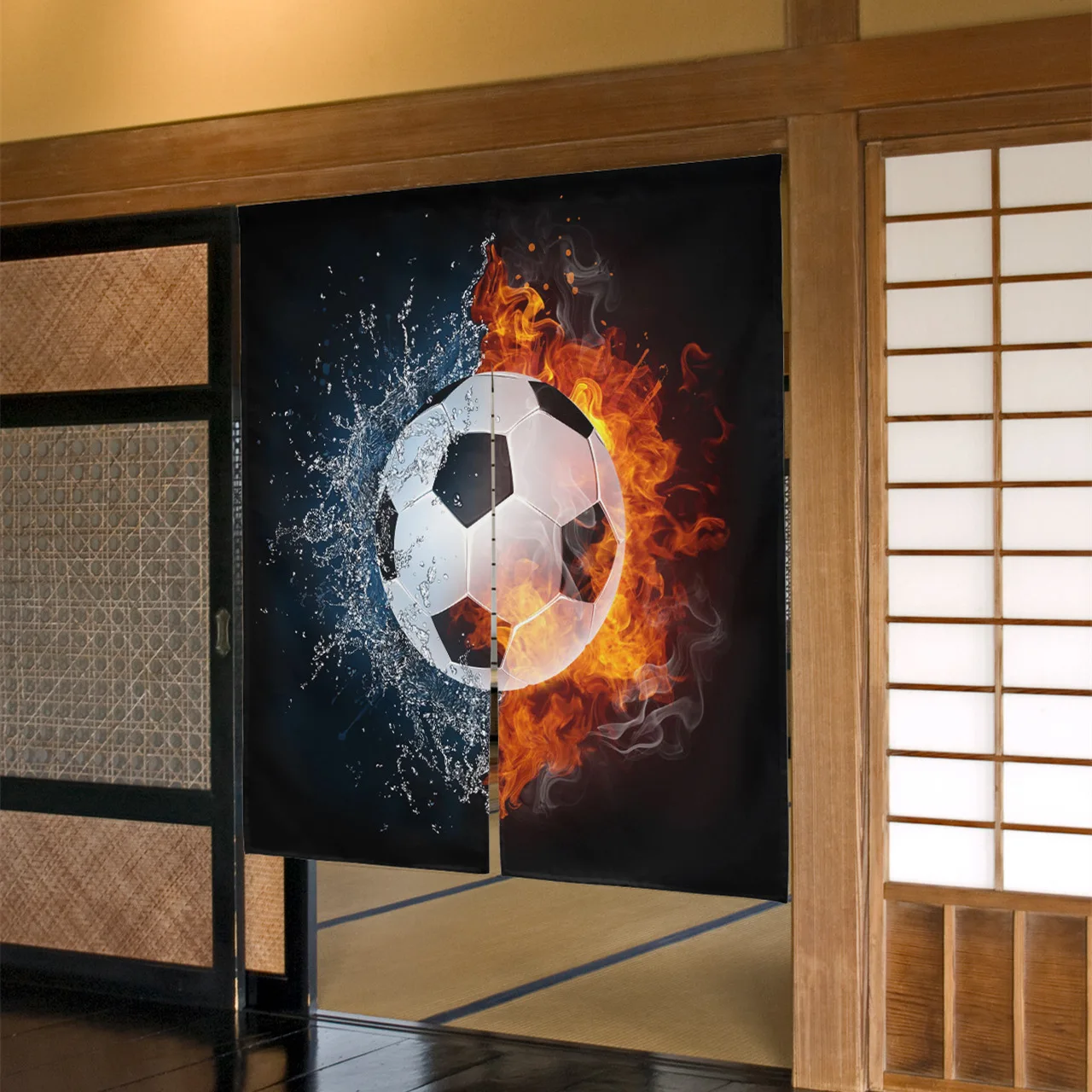 Football Door Curtain Ball Sports Doorway Curtain Soccer Partition Curtain Kitchen Bedroom Decor Entrance Hanging Half-Curtain