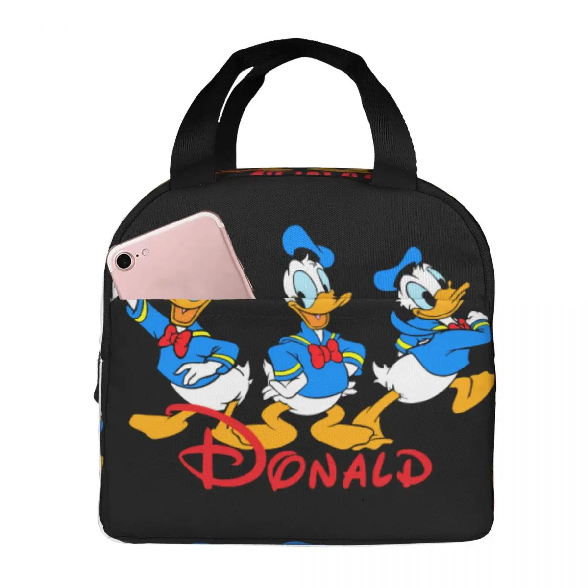 

Custom Donaldes Anime Duckes Insulated Lunch Bag for Work School Cartoon Portable Cooler Thermal Bento Box Men