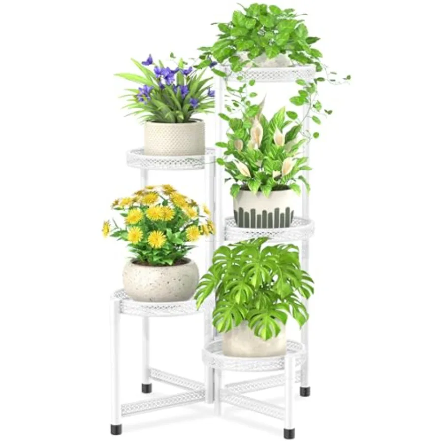 

Plant Stand Indoor Outdoor 5 Tier Corner Metal Flower Display Holder Shelf Easy Assembly Folding Tall Orchid Rack f