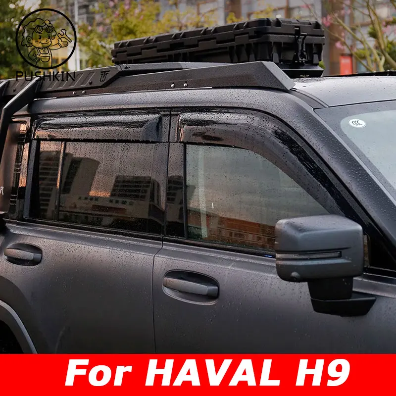 

6pcs FOR Haval H9 MKII 2024 2025 Window Visors Rain Guard Windows Rain Cover Deflector Awning Shield Vent Guard Shade Cover Trim