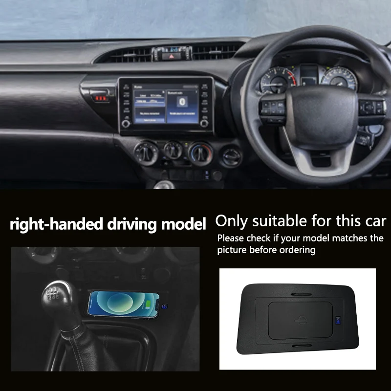 2024 Nieuw productaccessoires voor Toyota Hilux Auto draadloze telefoonoplader draadloze autolader