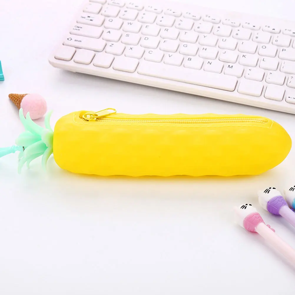 

Pineapple Pencil Bag Cute Aesthetic Case for Makeup Brush Container Pouch Cool Travel Small