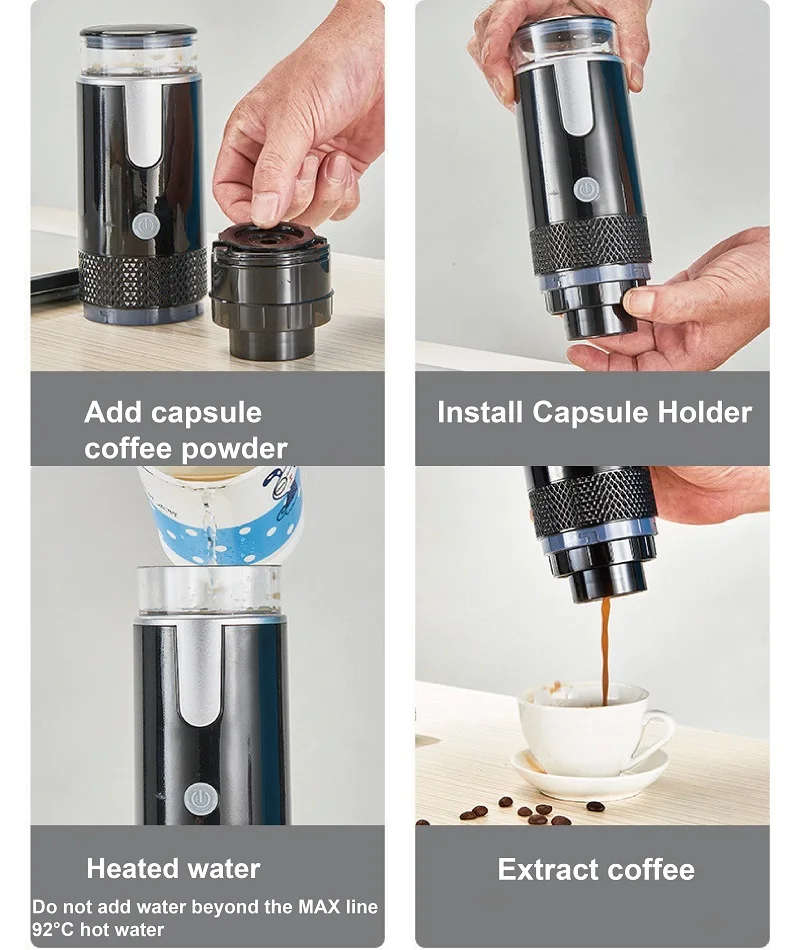 ماكينة صنع القهوة الكهربائية USB قابلة للشحن ماكينة القهوة بالكبسولات للسفر في الهواء الطلق ماكينة القهوة المحمولة إبريق قهوة وعاء موكا صغير